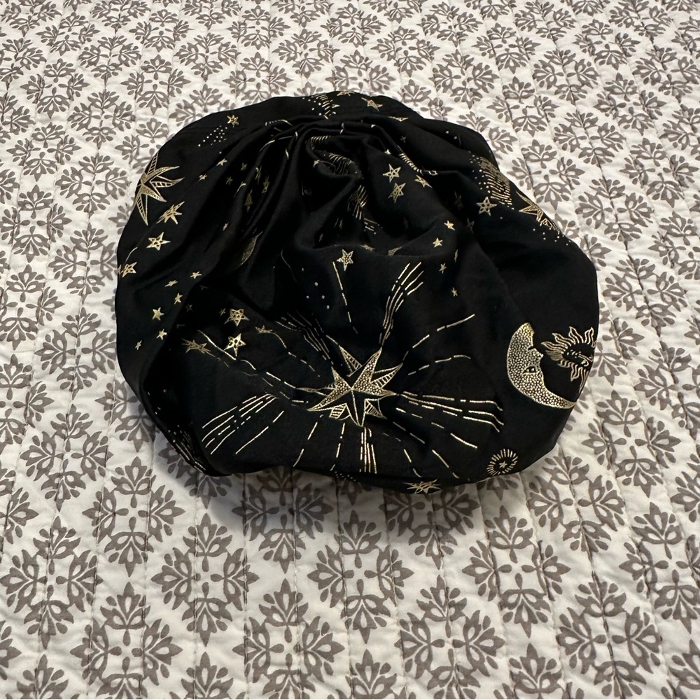 Black & Gold Celestial Hair Scarf - Women’s Hair Accessory
